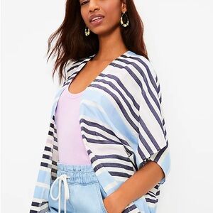 LOFT M/L Blue Striped Top